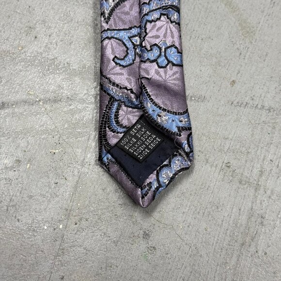 Pavone Paisley Tie 100% Silk Made in Italy Textured Puple/Blue 3.5" - Picture 6 of 8